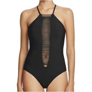 Red Carter Strappy High Neck Onepiece Swimsuit L